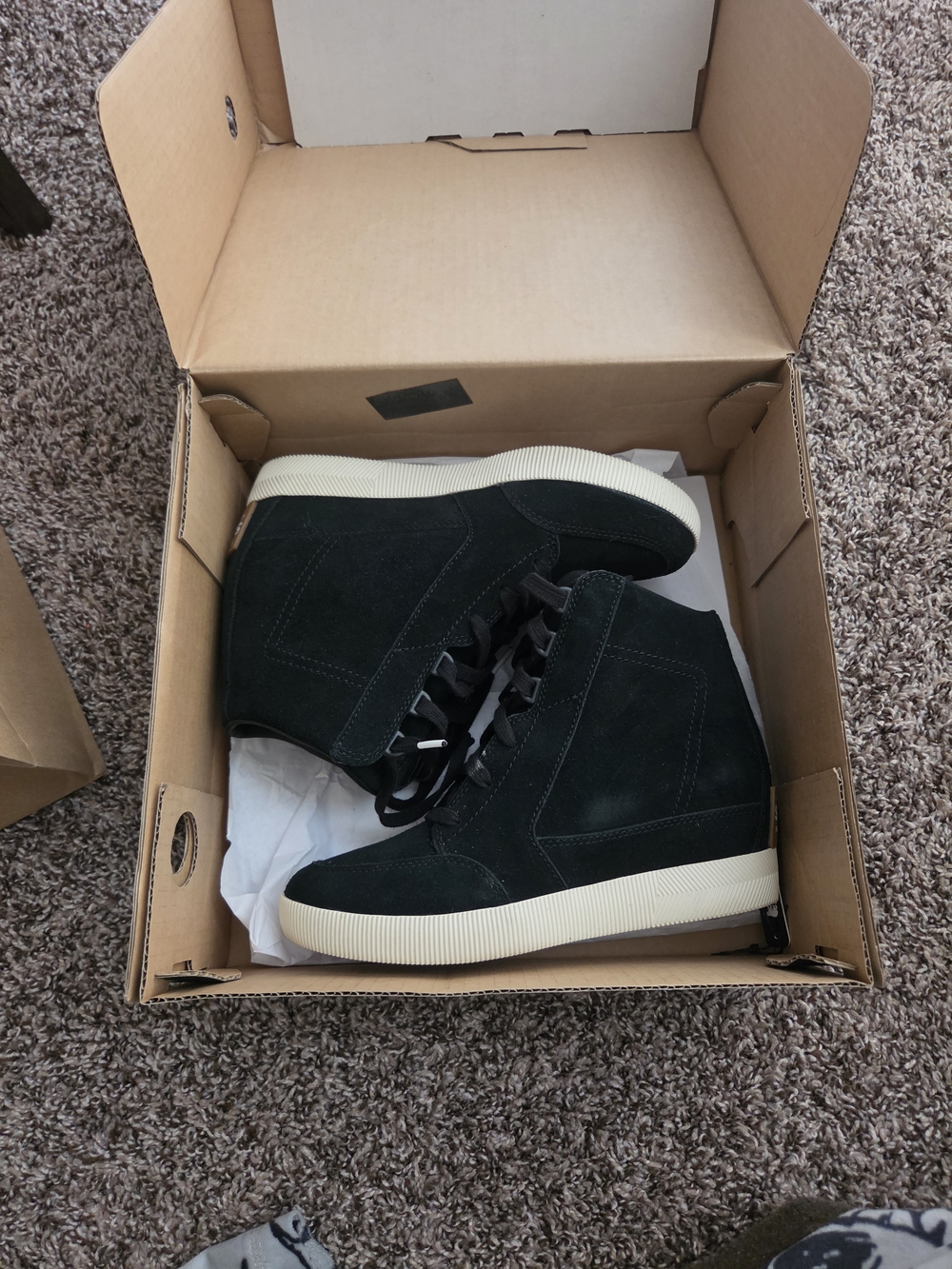 Sorel Black Suede High-Top Sneakers with Cream Sole